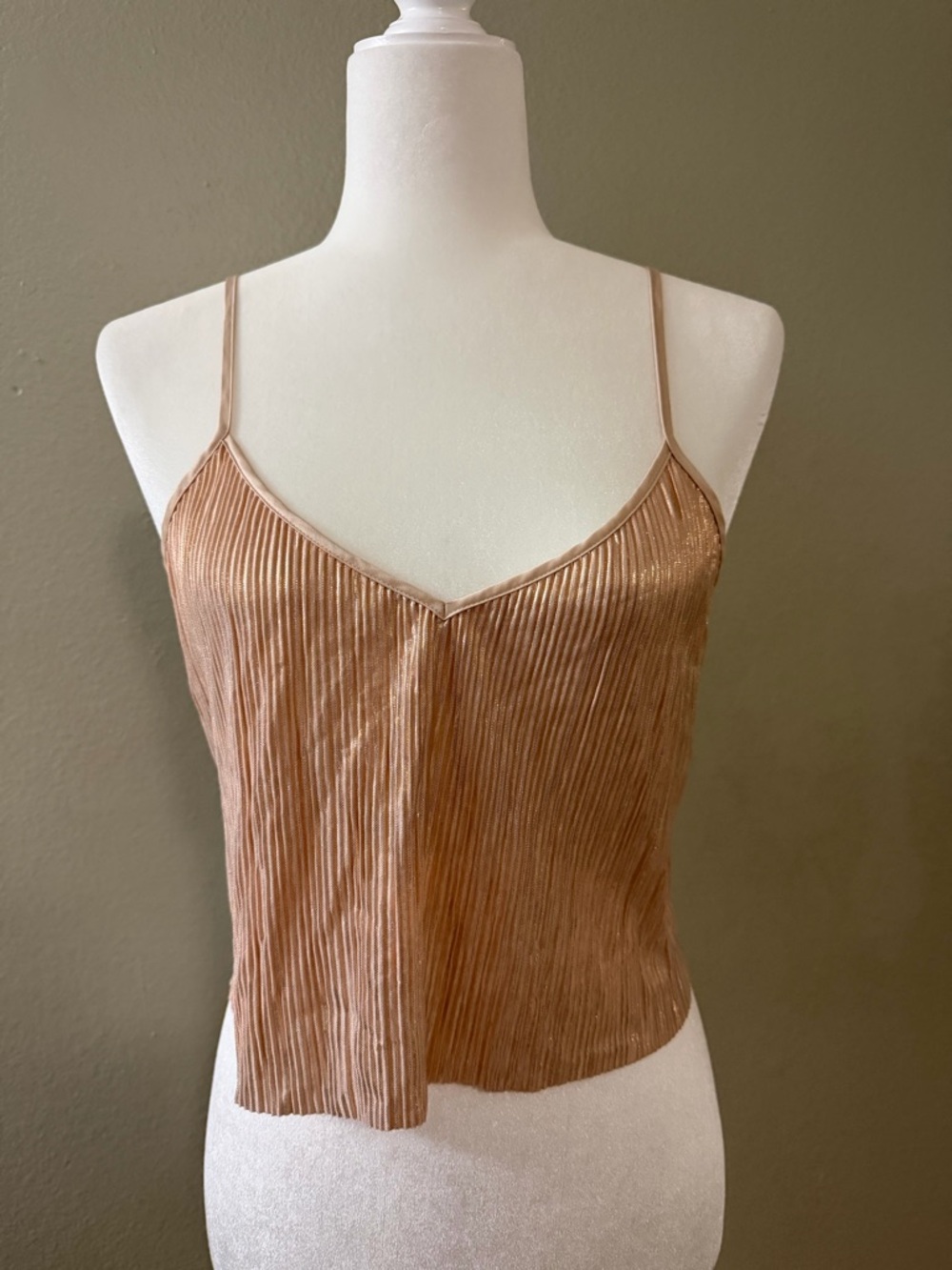 Victoria's Secret Gold Bronze Shimmer Pleated Cami Tank Top Size S